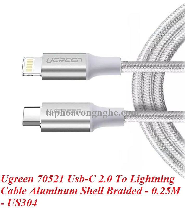 Ugreen 70521 25cm white lightning to usb type c 2.0 cable 0.25m US304 30070521